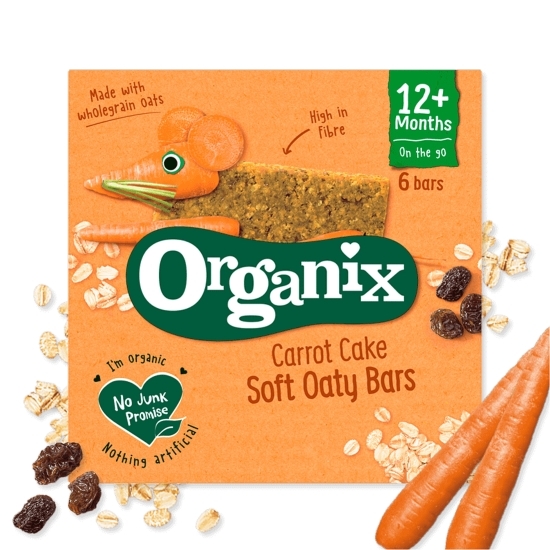 Batoane ecologice din ovăz integral cu morcov și mere, 6x23g, 12+ luni