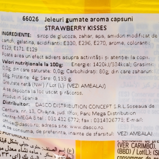 Jeleuri gumate aromă de căpșuni Lovely Kisses 80g