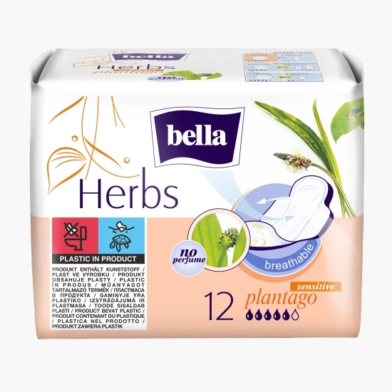 Absorbante Herbs Sensitive Plantago fără parfum 12 buc