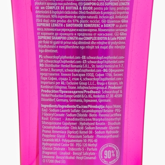 Șampon pentru păr lung predispus la deteriorare Supreme Length 400ml