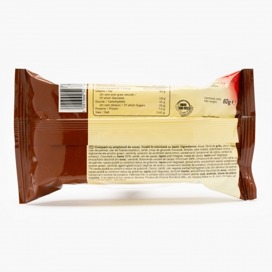 Croissant cu umplutură de cacao, învelit în ciocolată cu lapte 60g