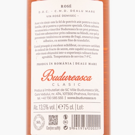 Vin rose demisec Fetească Neagră, 13.5%, 0.75l