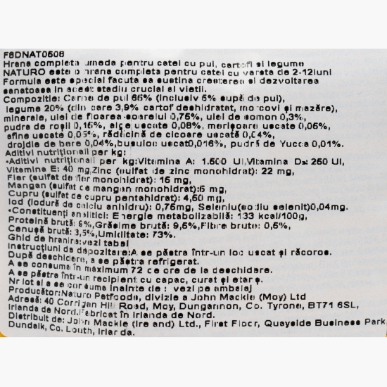 Hrană umedă pentru câini juniori, cu pui, cartofi și legume, 150g