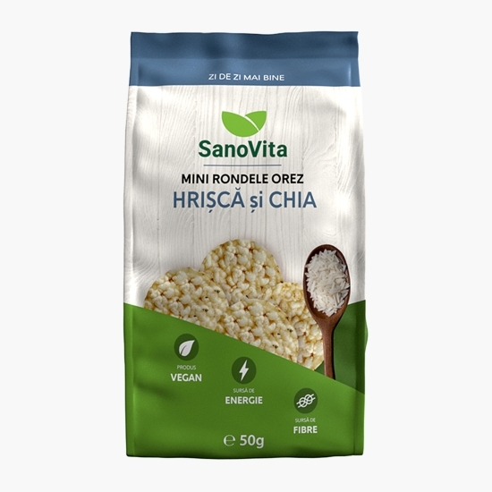 Mini-rondele din orez expandat cu hrișcă și chia 50g