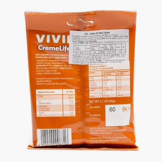 Bomboane Creme Life caramel fără zahăr 60g