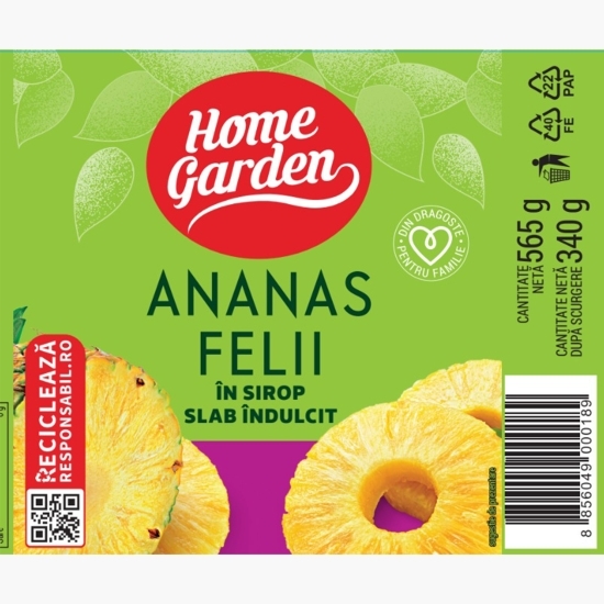 Ananas rondele în sirop, conservă 565g