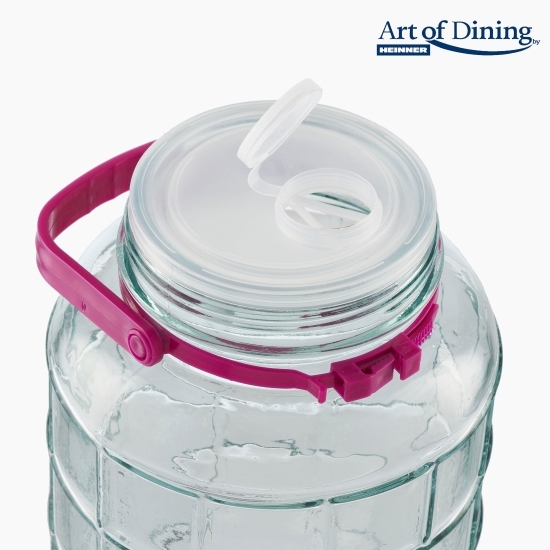 Borcan depozitre din sticlă cu capac plastic 2l, d14 x h22 cm
