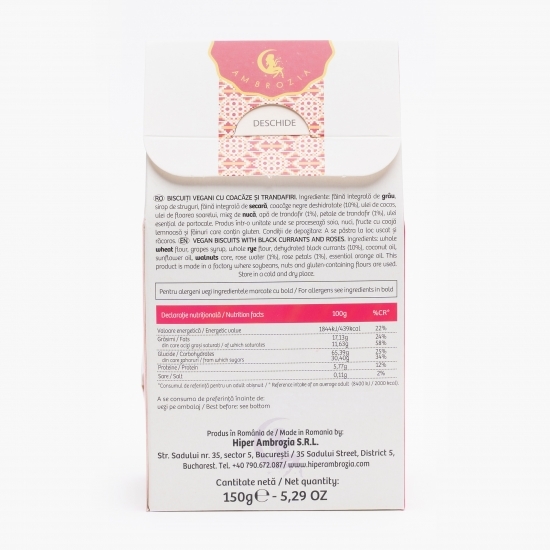 Biscuiți vegani cu coacăze și trandafiri 150g