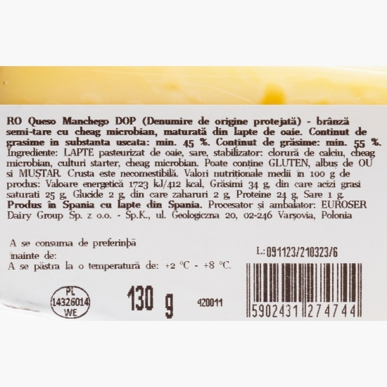 Brânză semi-tare Manchego PDO 130g