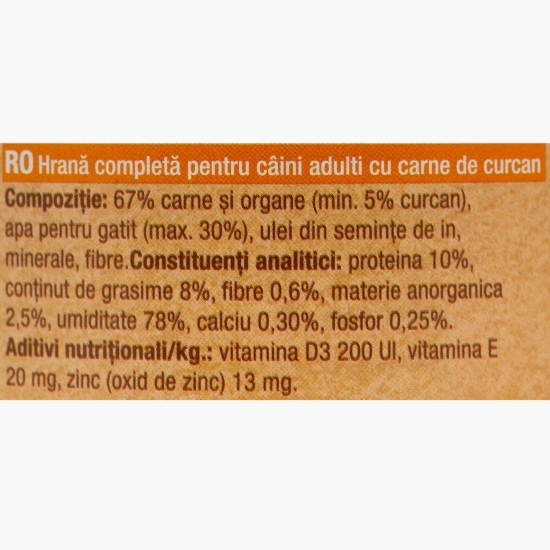 Hrană umedă pentru câini adulți, cu curcan, 400g