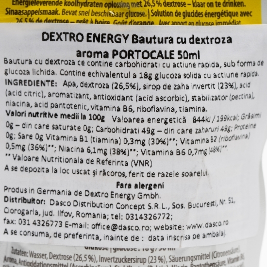 Băutură cu dextroză aromă portocale 50ml