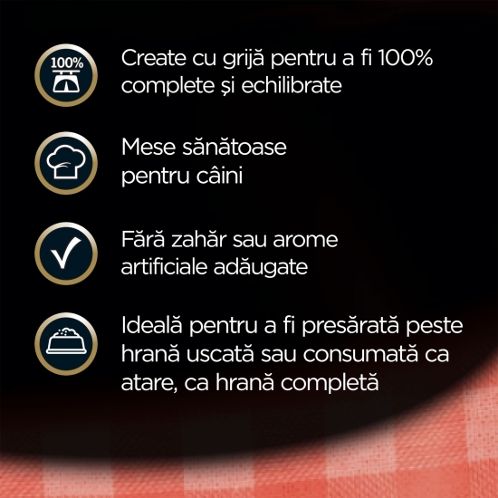 Hrană umedă pentru câini adulți, 100g, cu vită fragedă și legume în aspic
