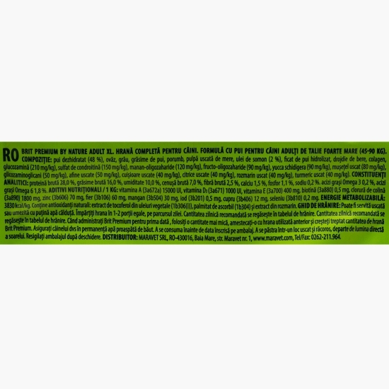 Hrană uscată premium pentru câini adult XL (45-90kg), cu pui, 3kg