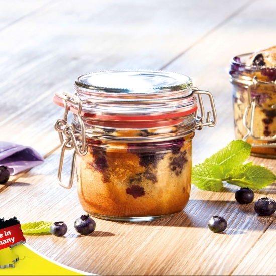 Borcan din sticlă cu capac cu garnitură de cauciuc 135ml