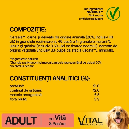 Hrană uscată pentru câini adulți, 15kg, cu vită și pasăre