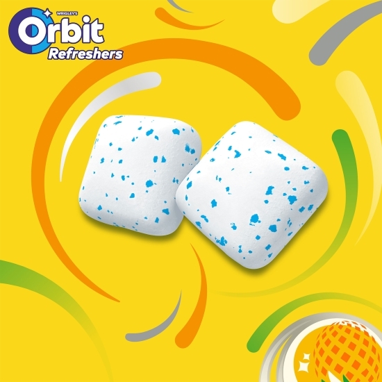 Gumă de mestecat Refreshers Tropical fără zahăr, cu îndulcitori și arome de fructe 30 buc, 67g