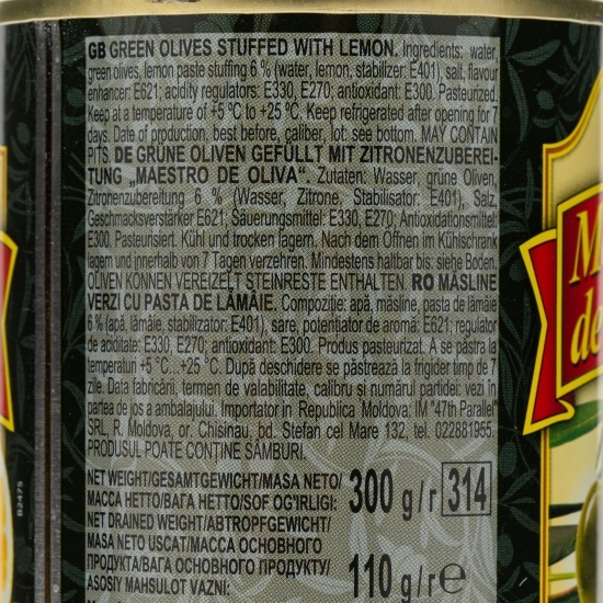 Măsline verzi umplute cu lămâie 300g