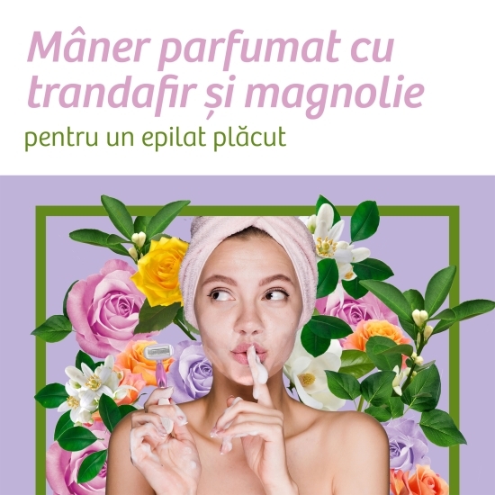 Aparat de ras pentru femei Soleil Escape cu 5 lame, Trandafir & Magnolie, 2 buc