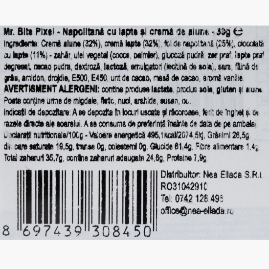Napolitană cu lapte și cremă de alune de pădure Pixel 30g