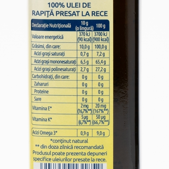 Ulei presat la rece din semințe de rapiță 0.25l