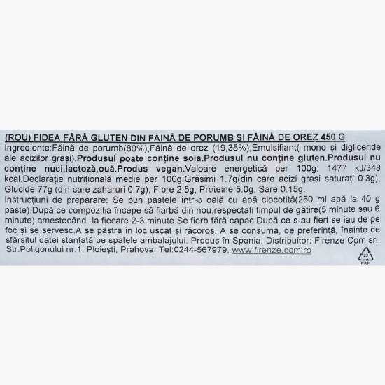 Fidea fără gluten din făină de porumb și făină de orez 450g