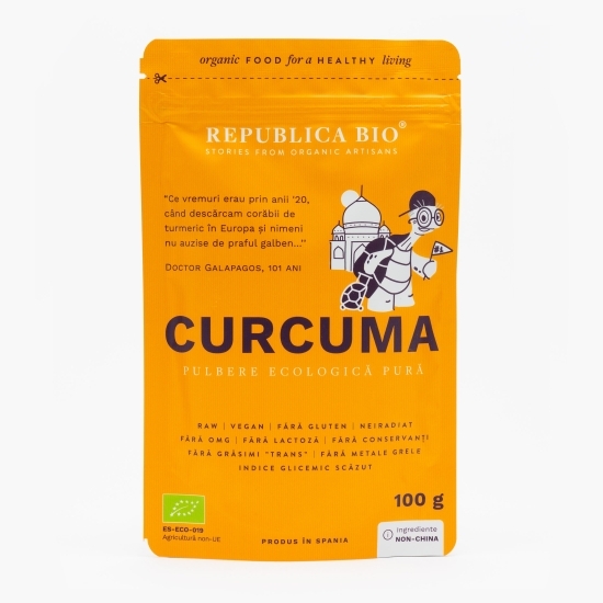 Curcuma, pulbere ecologică pură, 100g
