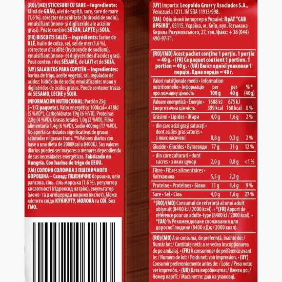 Sticksuri cu sare Stickletti 40g