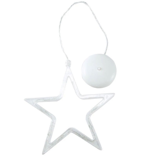 Decorațiune de Crăciun luminoasă în formă de stea, cu ventuză, 19x18 cm