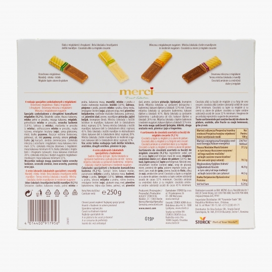 Mini ciocolate asortate cu bucăți de migdale crocante Finest Selection 4 sortimente, 250g