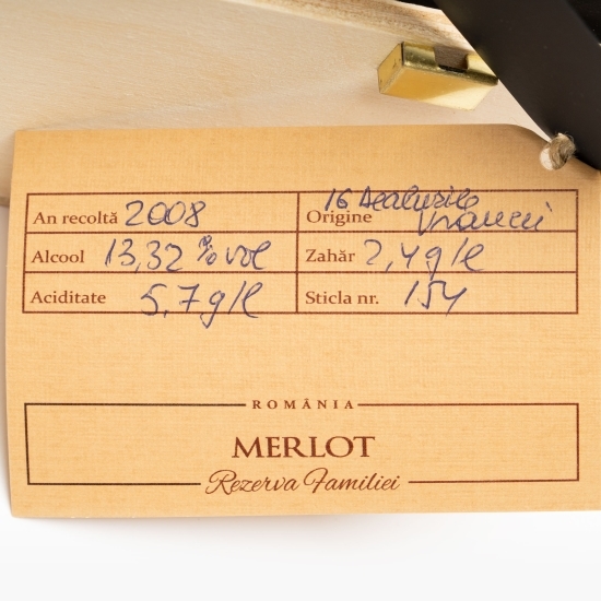 Vin roșu sec Rezerva Familiei Merlot 2008, 0.75l