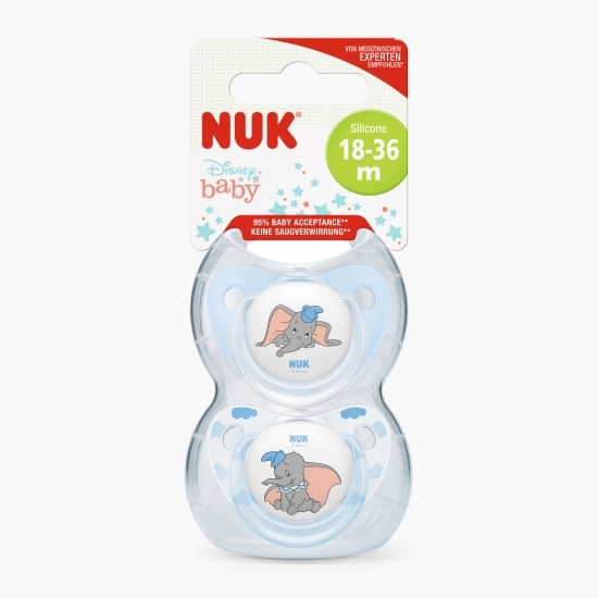 Suzete din silicon Disney Dumbo, 18-36 luni, 2 buc