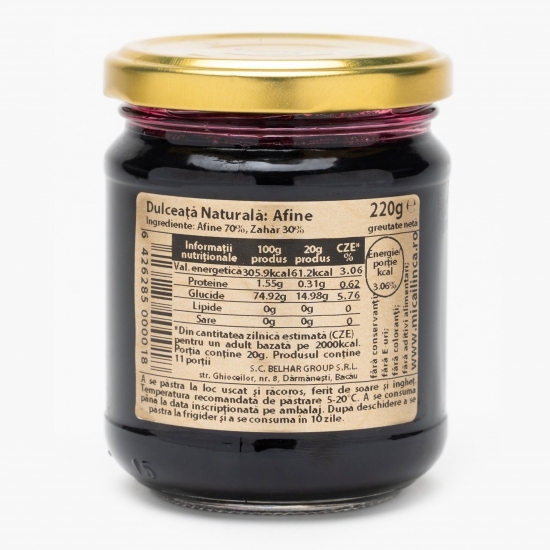 Dulceață naturală de afine de pădure 220g
