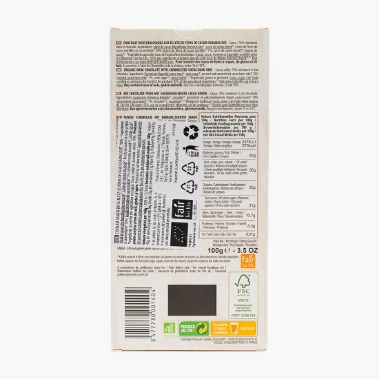 Ciocolată neagră eco cu 70% cacao 100g