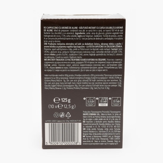 Cappuccino cu aromă de alune, plicuri 10x12.5g, băutură instant 