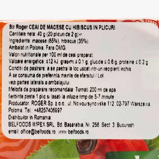 Ceai cu măceșe și hibiscus plicuri 20x2g