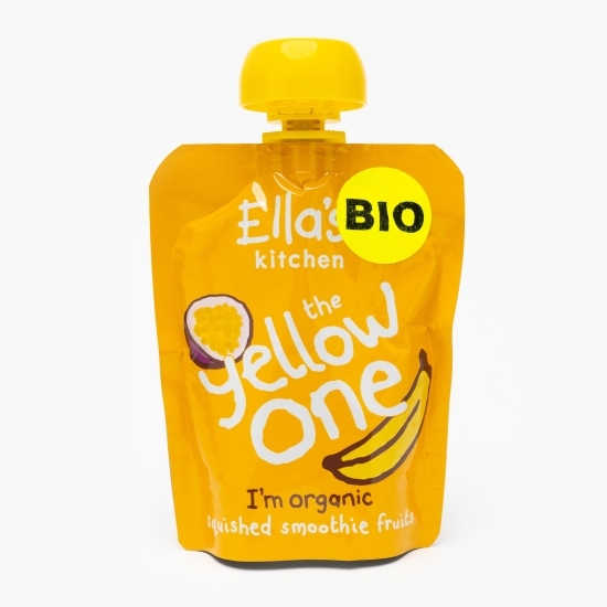 Piure ecologic de banane, caise și fructul pasiunii, +6 luni, 90g