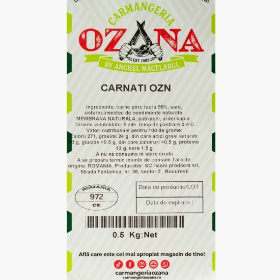 Cârnați subțiri de porc OZN 500g
