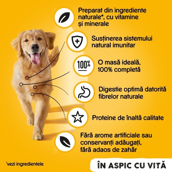 Hrană umedă completă pentru câini adulți, 1200g, cu vită în aspic 
