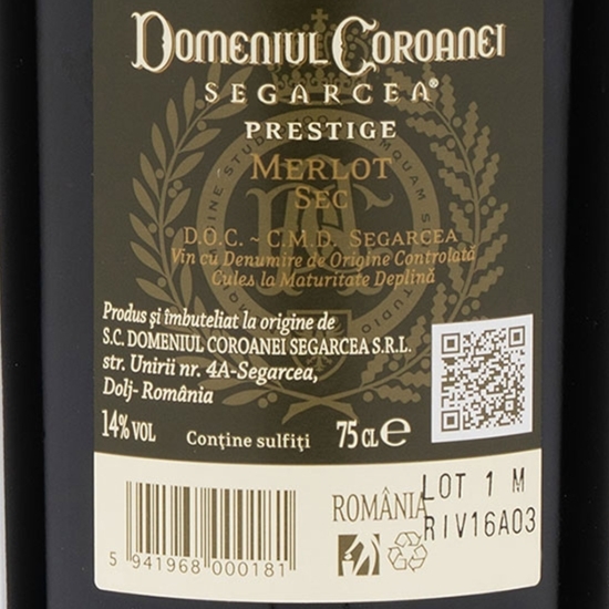 Vin roșu sec Merlot, 14%, 0.75l