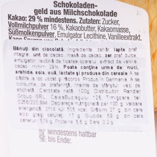Ciocolată în formă de bănuți 100g