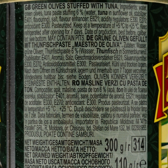 Măsline verzi umplute cu ton 300g