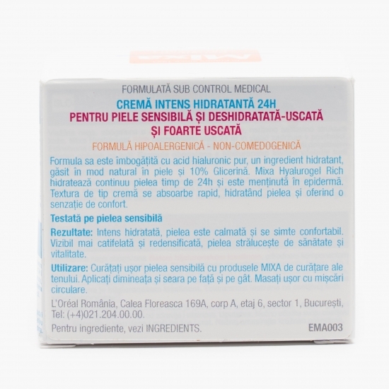 Cremă intens hidratantă cu acid hialuronic pentru ten uscat Hyalurogel Rich 50ml