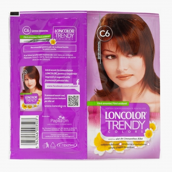 Vopsea semipermanentă pentru păr C6 șaten oriental plicuri 2x25ml