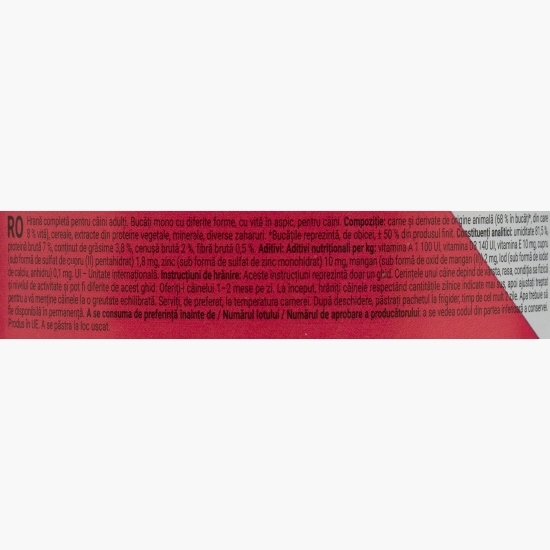 Hrană umedă pentru câini adulți, cu vită în aspic, 1240g 