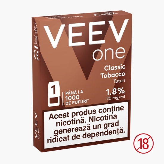 Caspulă pentru țigară electronică Classic Tobacco 1.8%, 20mg/ml nicotină, 1000 puffs