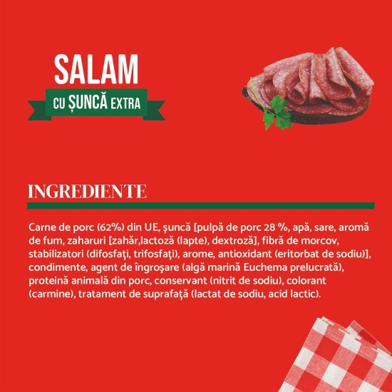 Salam cu șuncă extra feliat 100g
