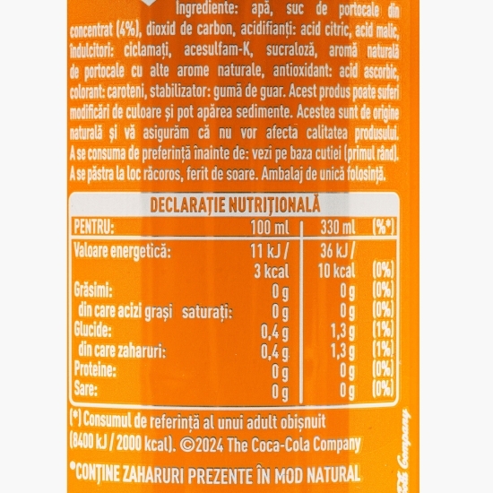Băutură carbogazoasă portocale zero zahăr 0.33l