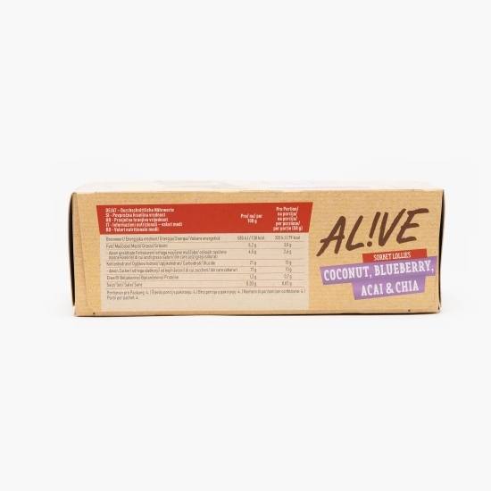 Înghețată vegan coconut, blueberry și chia stick 4x58g