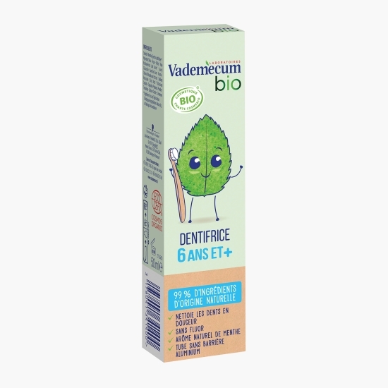Pastă de dinți bio pentru copii, fără fluor, aromă de mentă, 6+ ani, 50ml