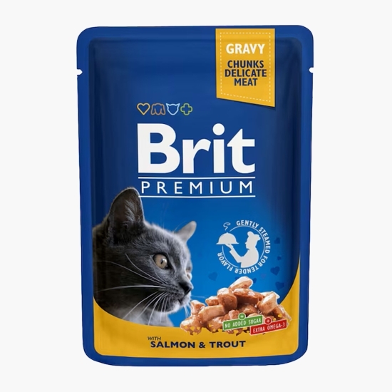 Hrană umedă pentru pisici, cu somon si păstrăv, 24x100g